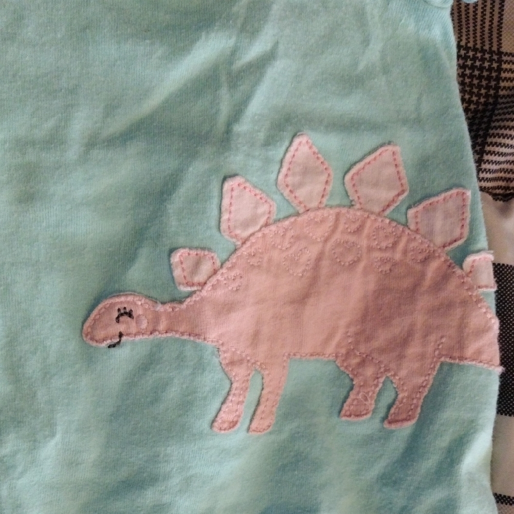 Girls' Aqua Ruffle Neck Top with Pink Dino Shorts - Picture 3 of 13